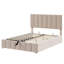 Lit plateforme tapissier beige avec rangement hydraulique fiable