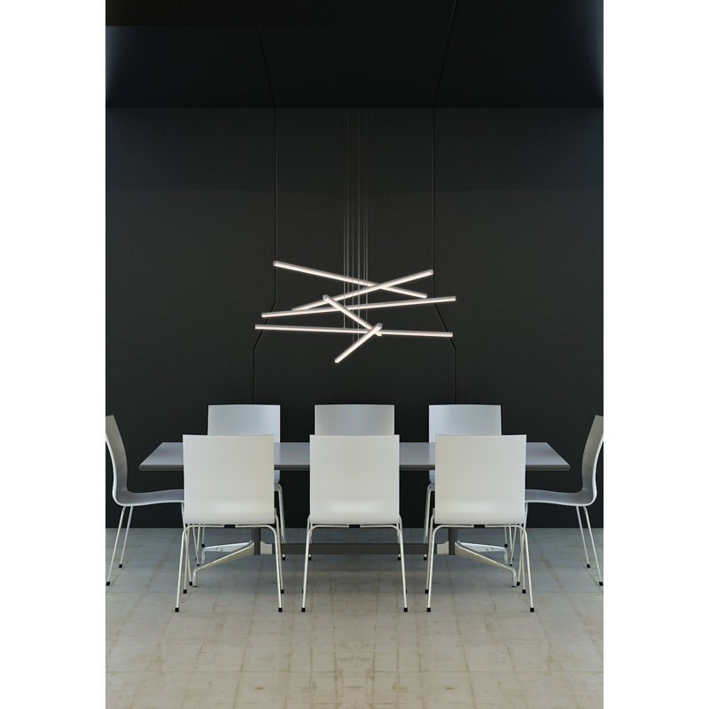 Stix 6 - Light LED Chandelier, Bright Satin Aluminum