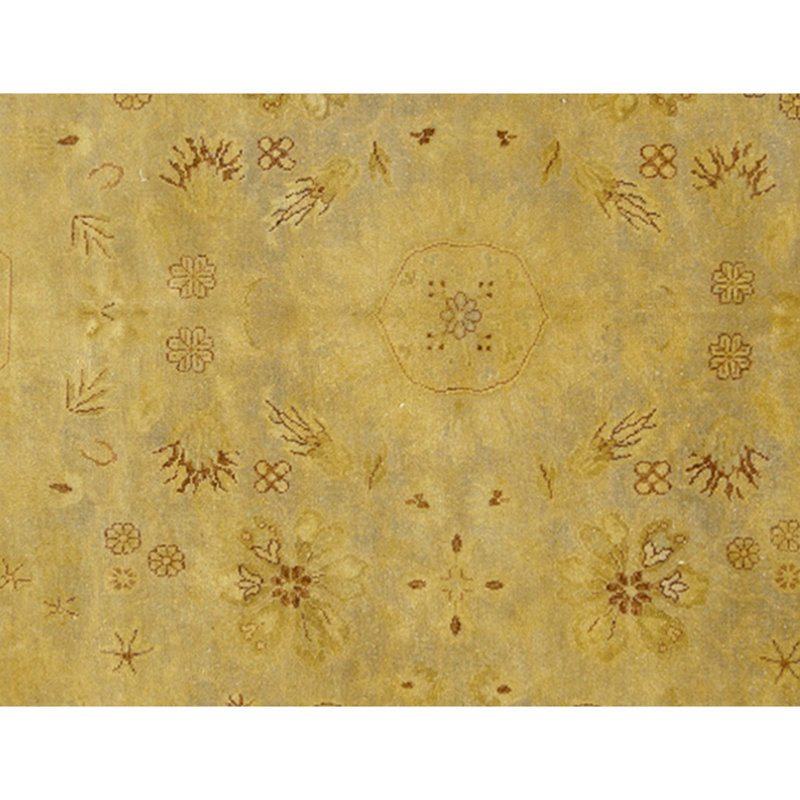 Hand Knotted Wool Area Rug in Gold