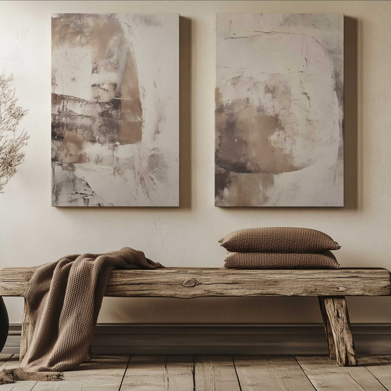 Mocha Musings Set of 2 Canvas Prints in a Maple Frame, 30" x 20", Wrapped Canvas, 18" H x 24" W x 1.25" D