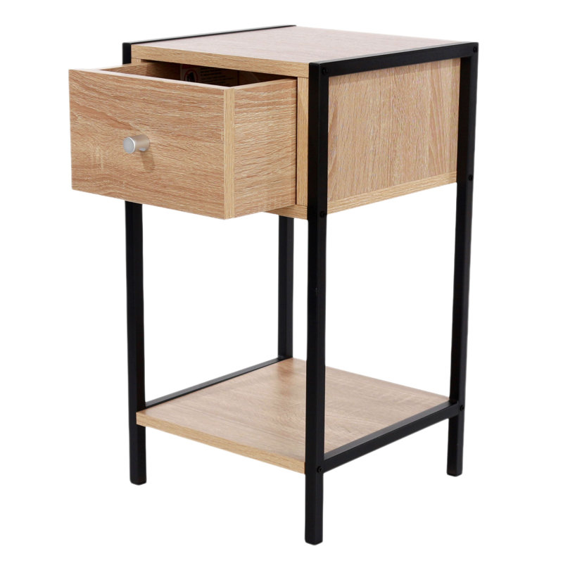 Tamiah One-Drawer Compact Bedside Cabinet, Wood-Effect Finish, 33cm, Beige