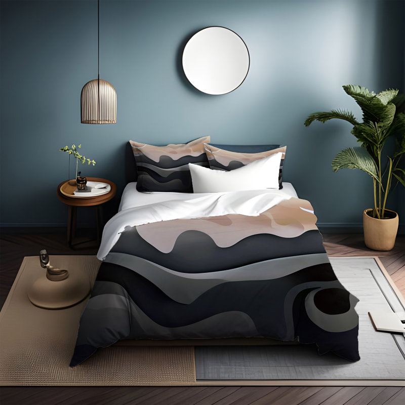 Polyester Abstract Duvet Cover, King Duvet Cover + 2 King Shams