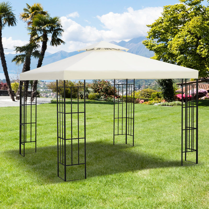 9.8' X Gazebo Replacement Cover, 2 Cream White Guard. For 9.84' Outdoor Gazebo, Models 01-0153 & 100100-076. Made, Cool Breathable Space Canopy, Blocking. Suits Frame, , Resistance, Airflow