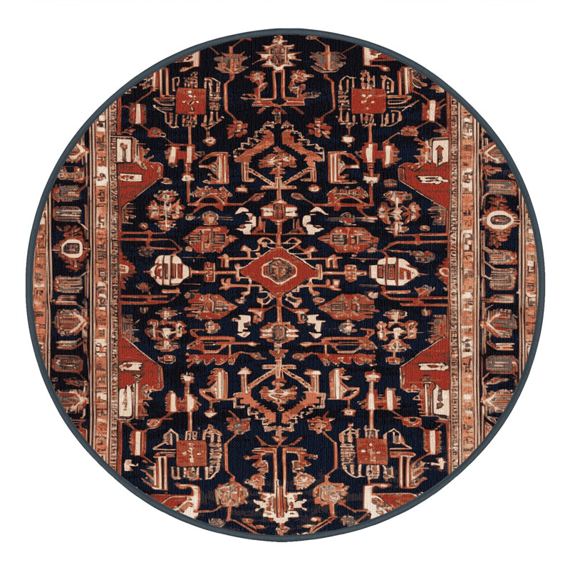 Machine Washable Persian Brown Area Rug, Round 3'