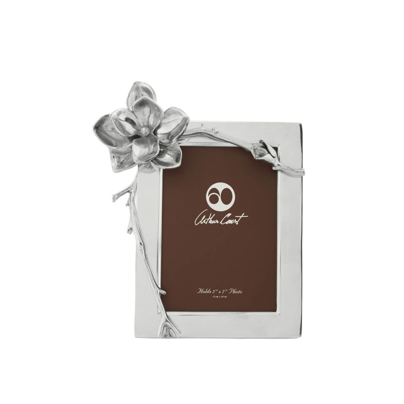 Silver Aluminum Magnolia Blossom 5x7 Picture Frame