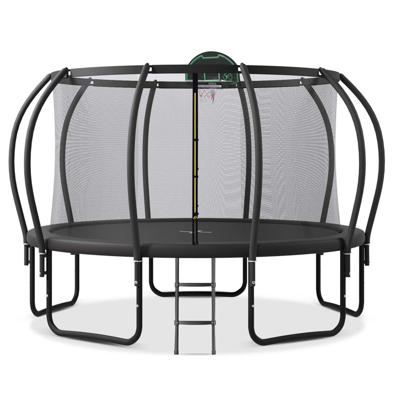 Trampoline d'extérieur pour enfants avec caractéristiques de sécurité avancées et accessoires amusants pour l'entraînement physique