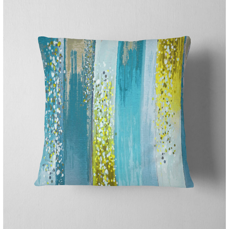 Coussin décoratif avec insert, Bleu rayé / abstrait 1, H 16 po x l 16 po