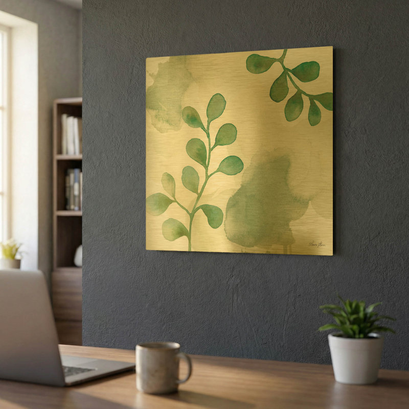 «Wood Land Walk II» par Laura Horn, art mural en métal doré, 12 po x 12 po, 24 po x 24 po
