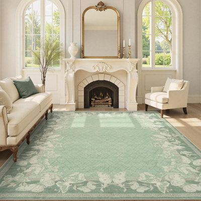 Washable Area Rugs for Living Room Non Slip Rug Butterfly Farmhouse Floor Carpets