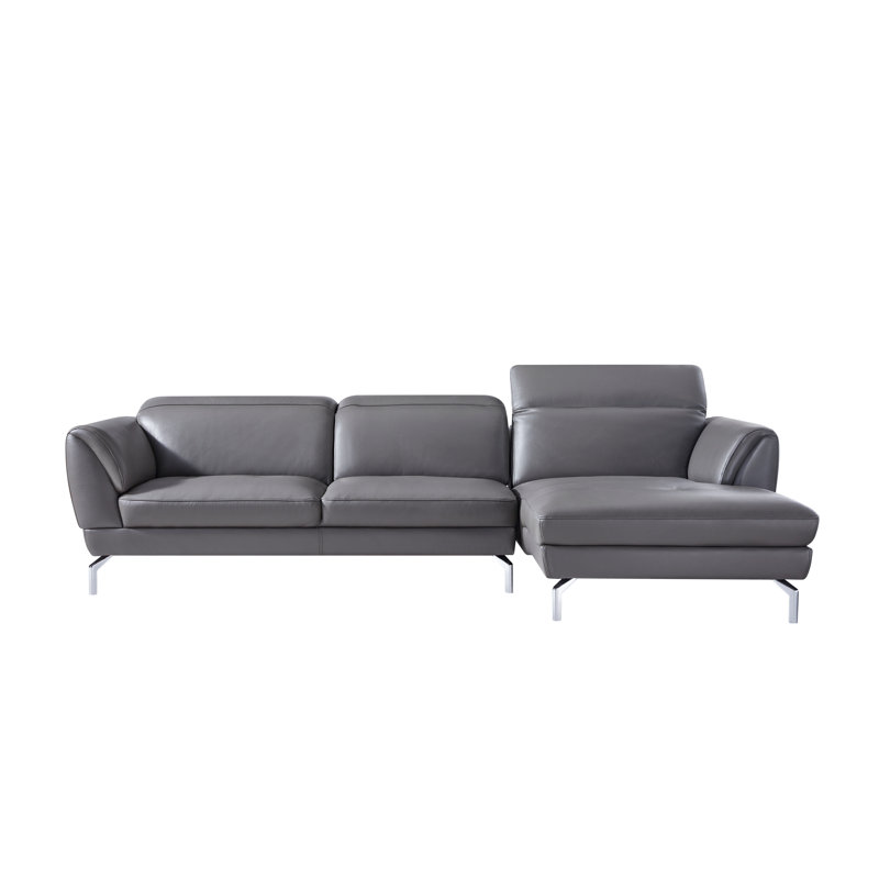 Brinn Upholstered Sectional, Right Hand Facing, Gray Leather Match