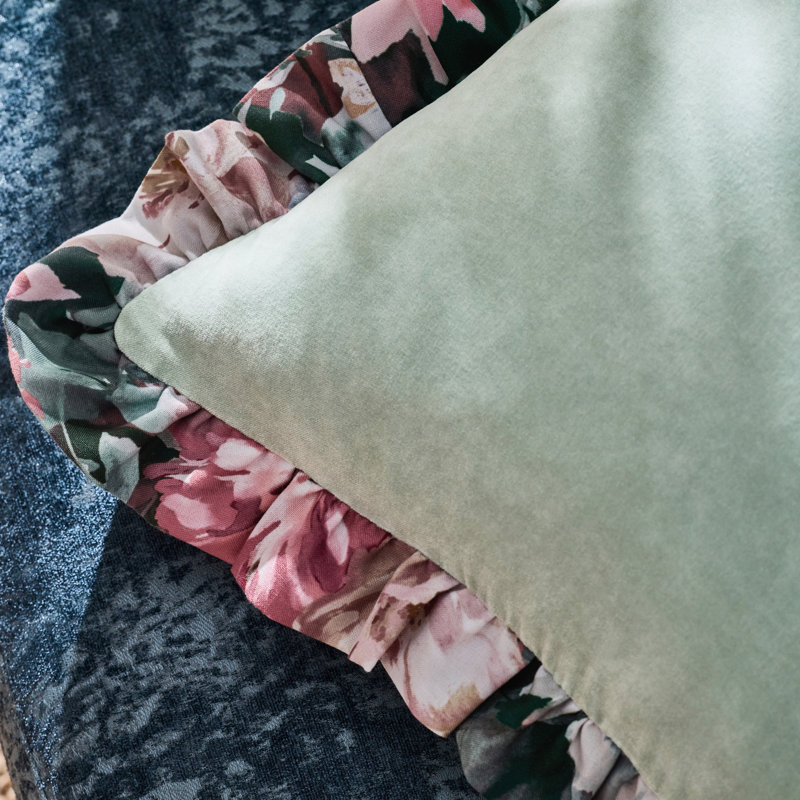 Tahiti Velvet Frilled Cushion Cover, Feather