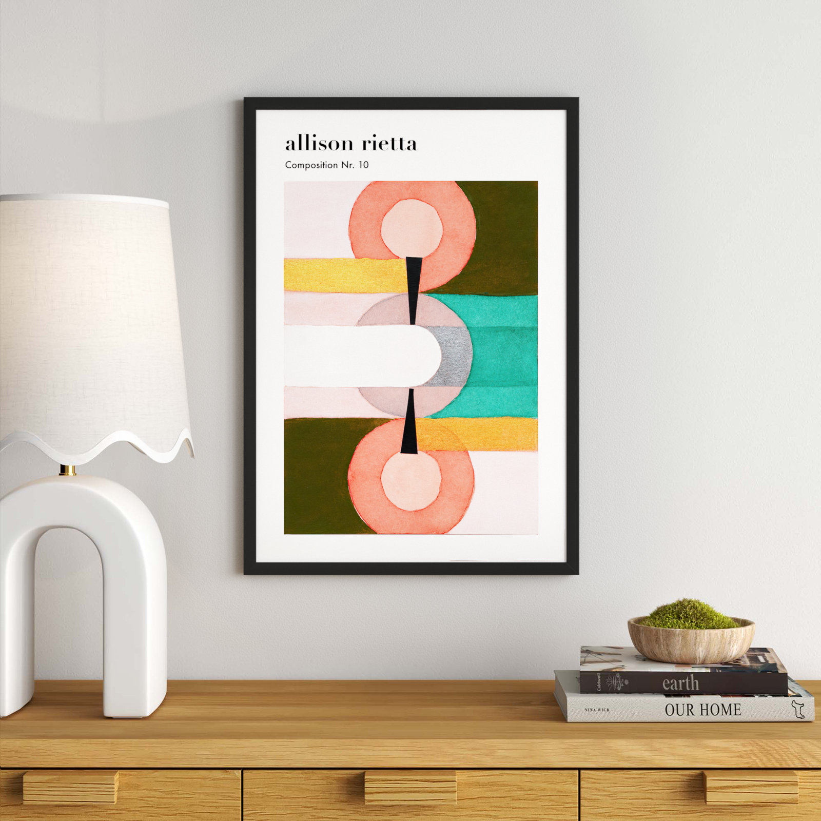 Composition Nr. 10 by Allison Rietta, Black Framed, 25" H x 17.5" W x 1.25" D