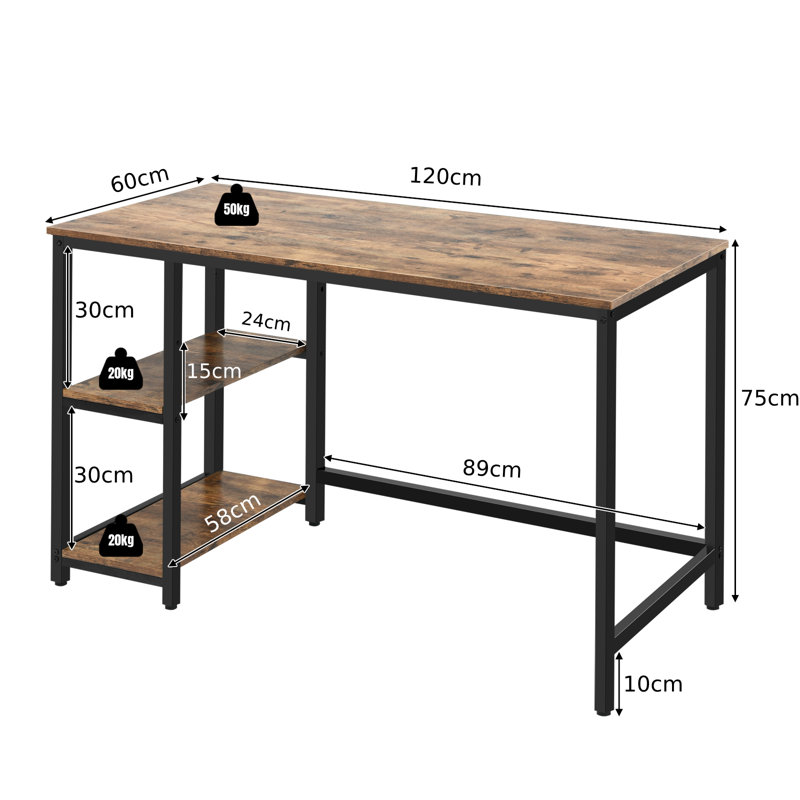 Dyersburg Metal Base Computer Desk, Walnut