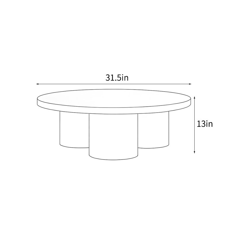 Table basse ronde italienne moderne et minimaliste, H 13 po x L 31,5 po x l 31,5 po, Noir