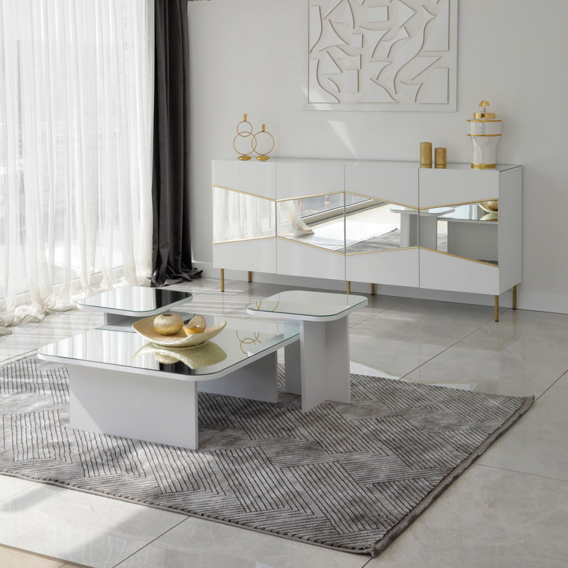 Nesting Coffee Table, White, White