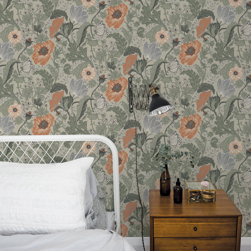 Bryanna 10.05m x 53cm Matte Wallpaper Roll, Green
