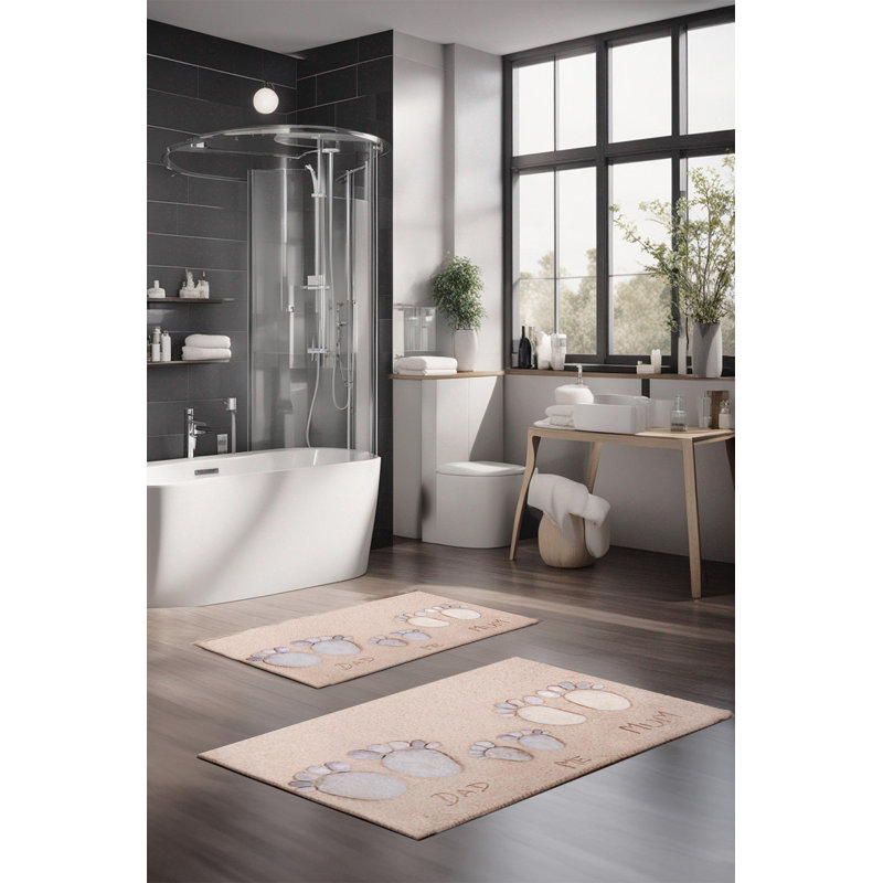 Eakly Luxury Bathmat Set (2 Pieces), 100% Polyester, 16.0 x 23.6 inches & 23.6 x 39.4 inches | Non-Slip Antibacterial Design, 0.3 in Pile Height | Machine Washable, Durable & Easy to Clean | Ideal for Bathroom Décor