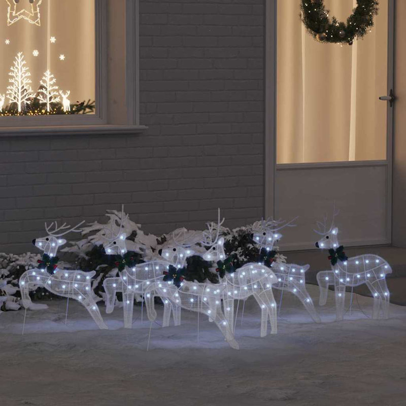 vidaXL LED Reindeers Fabric, White