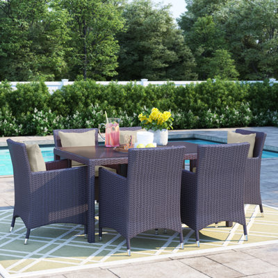 Elswick Outdoor Patio 7 Piece Dining Set with Cushions