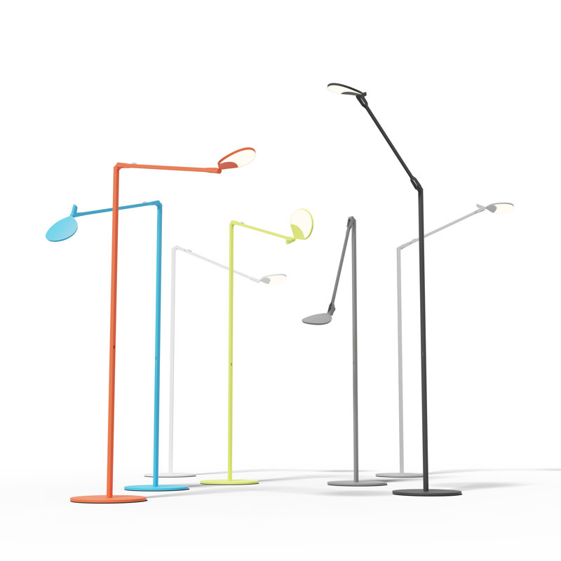 Splitty 45.3'' LED Swing Arm Floor Lamp with USB, Matte Leaf Green