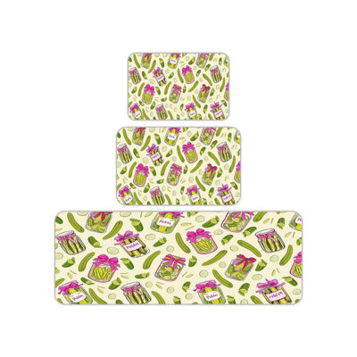 Pickle Jar Kitchen Floor Standing Mat Set of 3 Kitchen & Dining Area