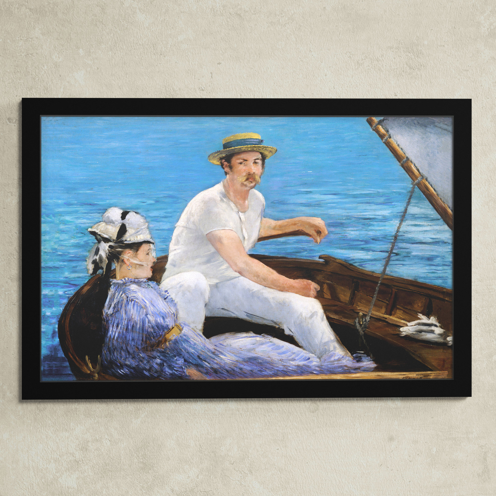 Manet - Boating 1974, 16" H x 24" W x 0.5" D, Black