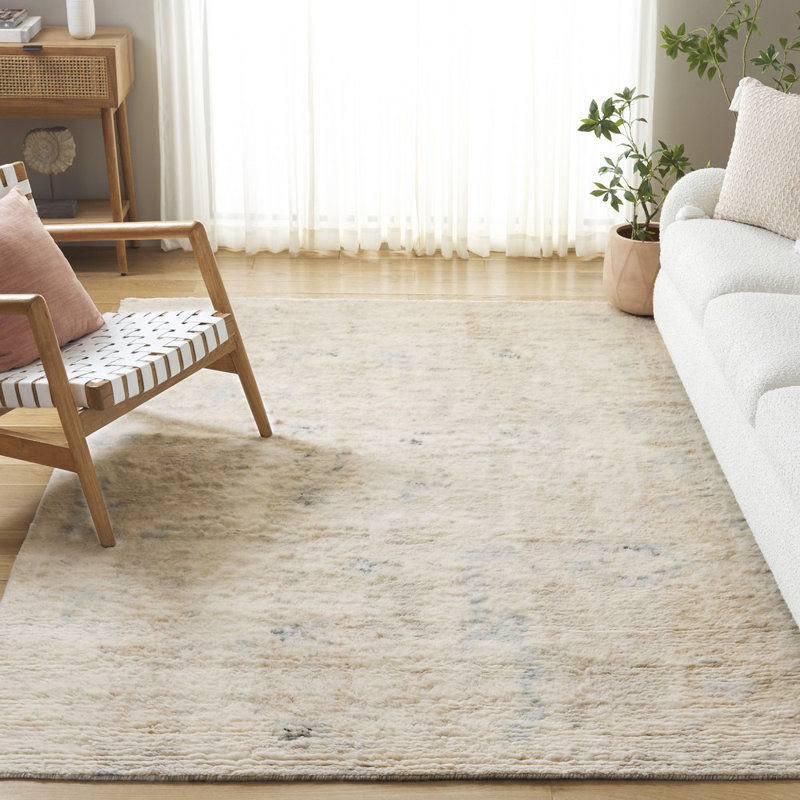 Tapis de couleur unie en coton noué à la main Tribeca, Rectangle 6 pi x 9 pi