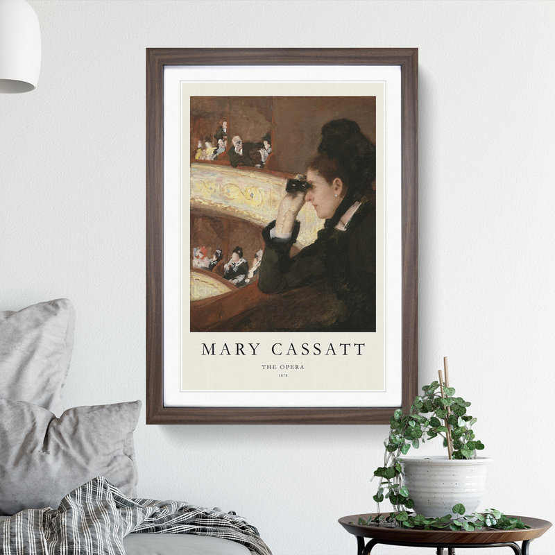 In the Loge by Mary Cassatt - Picture Frame Painting, Walnut Framed, 36cm H x 27cm W x 2cm D