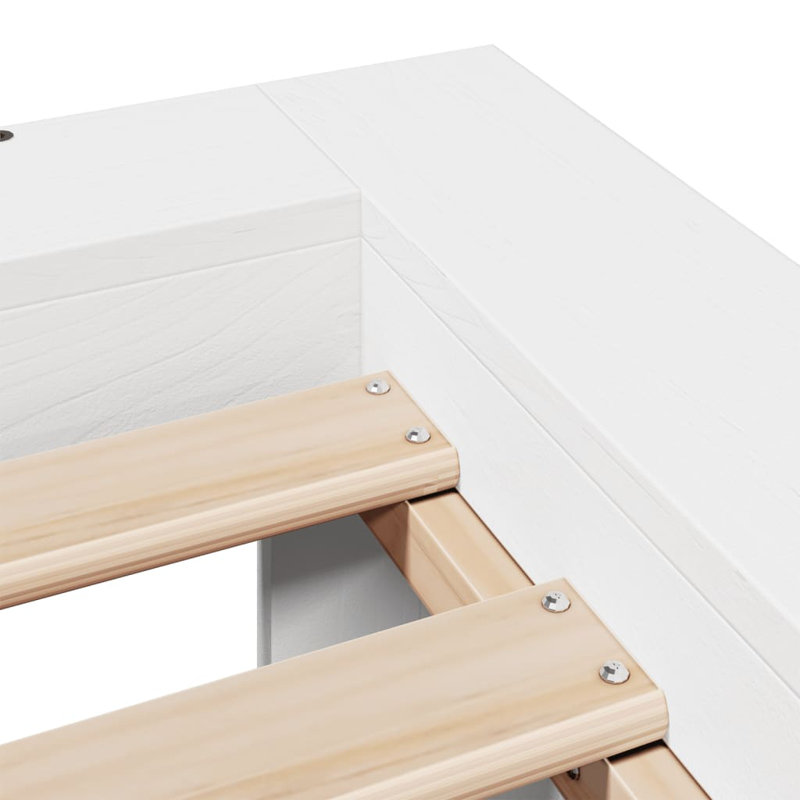 Solid Wood Bed, European Single (90 x 200cm), White
