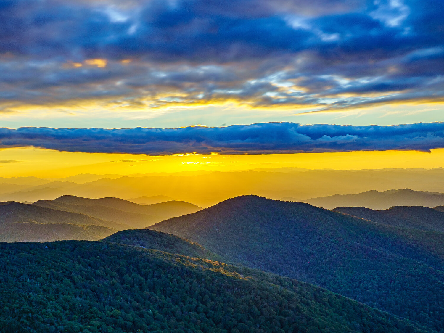 Made & Curated Golden Sunset at Blue Ridge Mountains Asheville, North ...