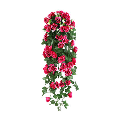  Artificial Fake Flowers Faux Silk Flowers 2 Pack 36 Inch Fake Rose Garland Artificial Roses Flower Garland Hanging Floral Wedding Home Party Arrangement Decoration