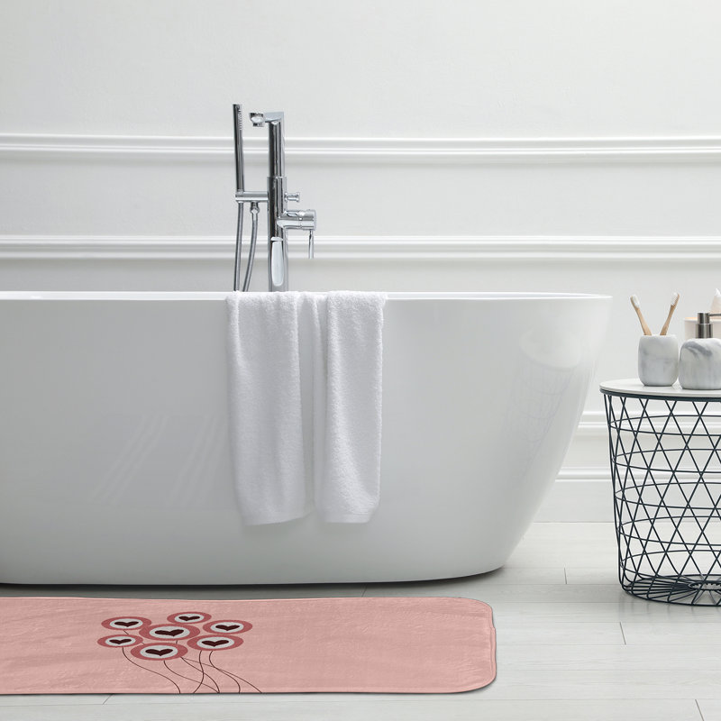 Tapis de bain Saint-Valentin, L 17 po x L 24 po, Rose