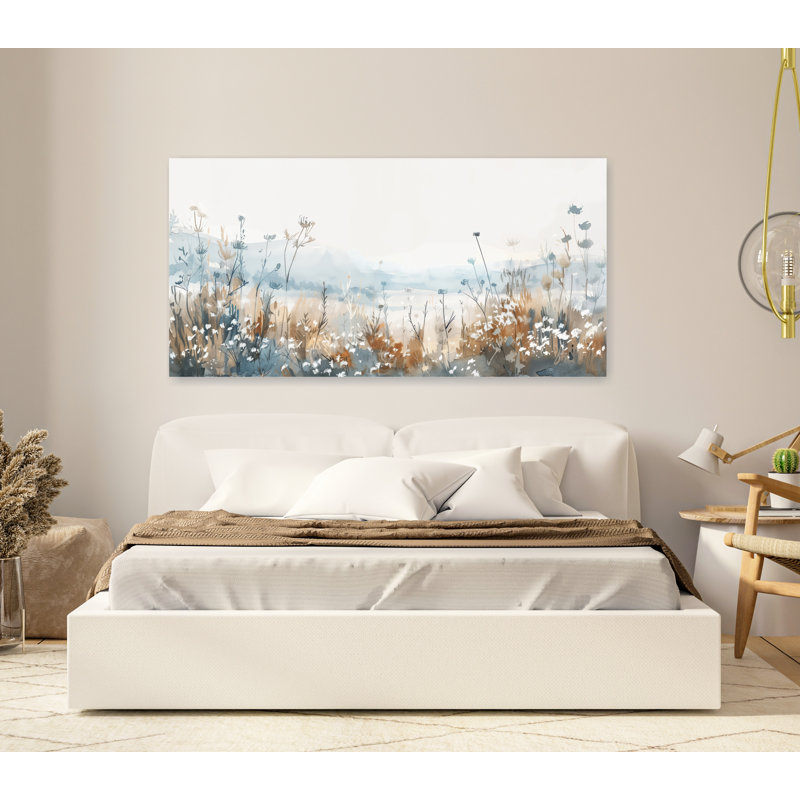 Champ de fleurs de prairie, peinture de fleurs sauvages, champ de fleurs, décor champêtre, Toile tendue