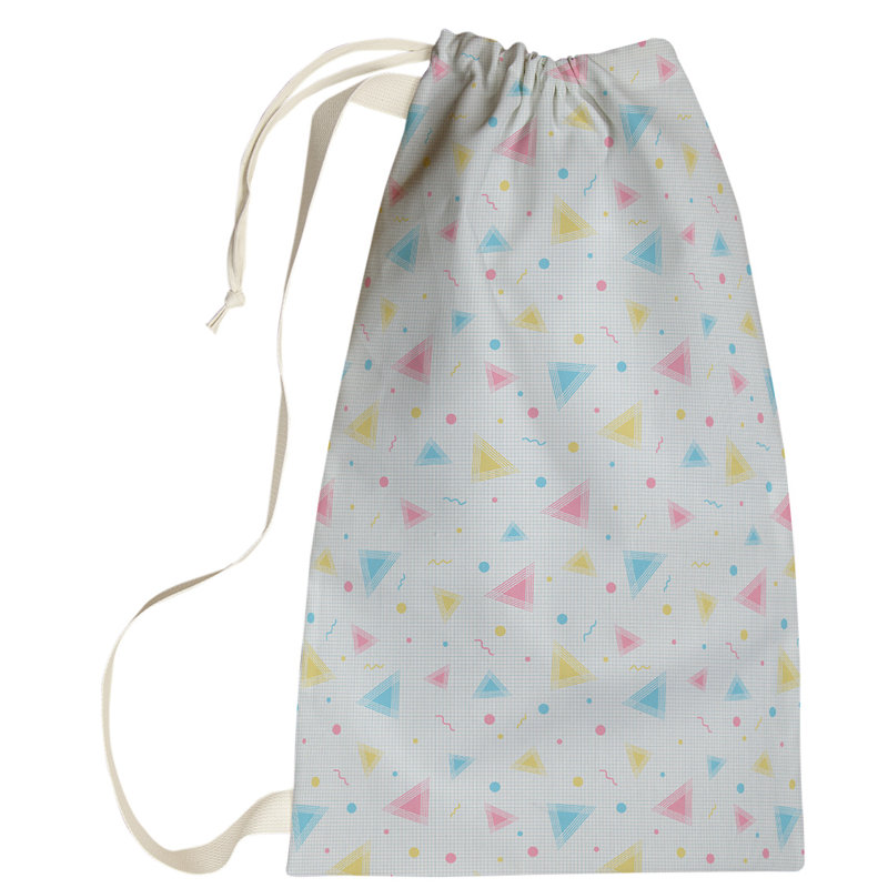 Sac à linge rétro 90s, Grand (H 76,5 po x l 29,5 po x P 1,5 po), Jaune / Rouge