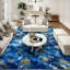 Tapis bleu abstrait tissé à la machine-1094258457