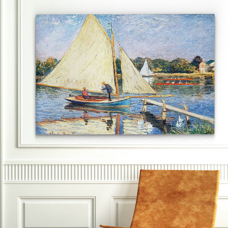 «Boaters at Argenteuil», reproduction de peinture à l'huile, H 18 po x l 27 po x P 1,5 po, Toile tendue