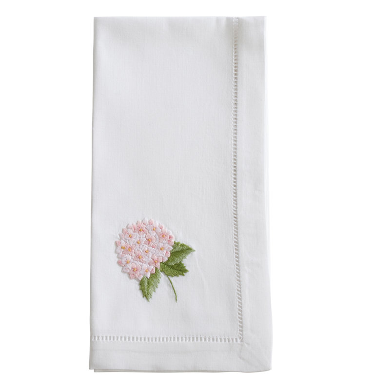 Plympt Cotton Embroidered Square Napkin, White/Pink