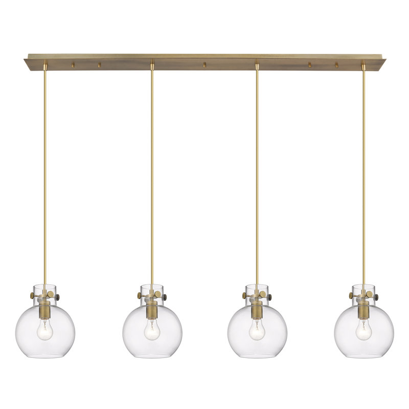 Luminaire suspendu sphère 4 lumières Amrith, Clair, Laiton brossé