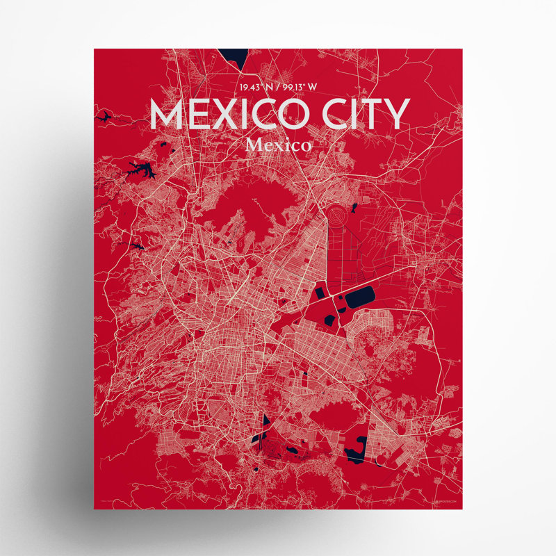 Mexico City Map In Nautical - No Frame Print, 20cm H x 16cm W x 0.05cm D