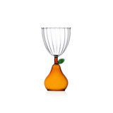 Fruits & Flowers - Stemmed Glass Pear Dull Yellow 10.1 Oz