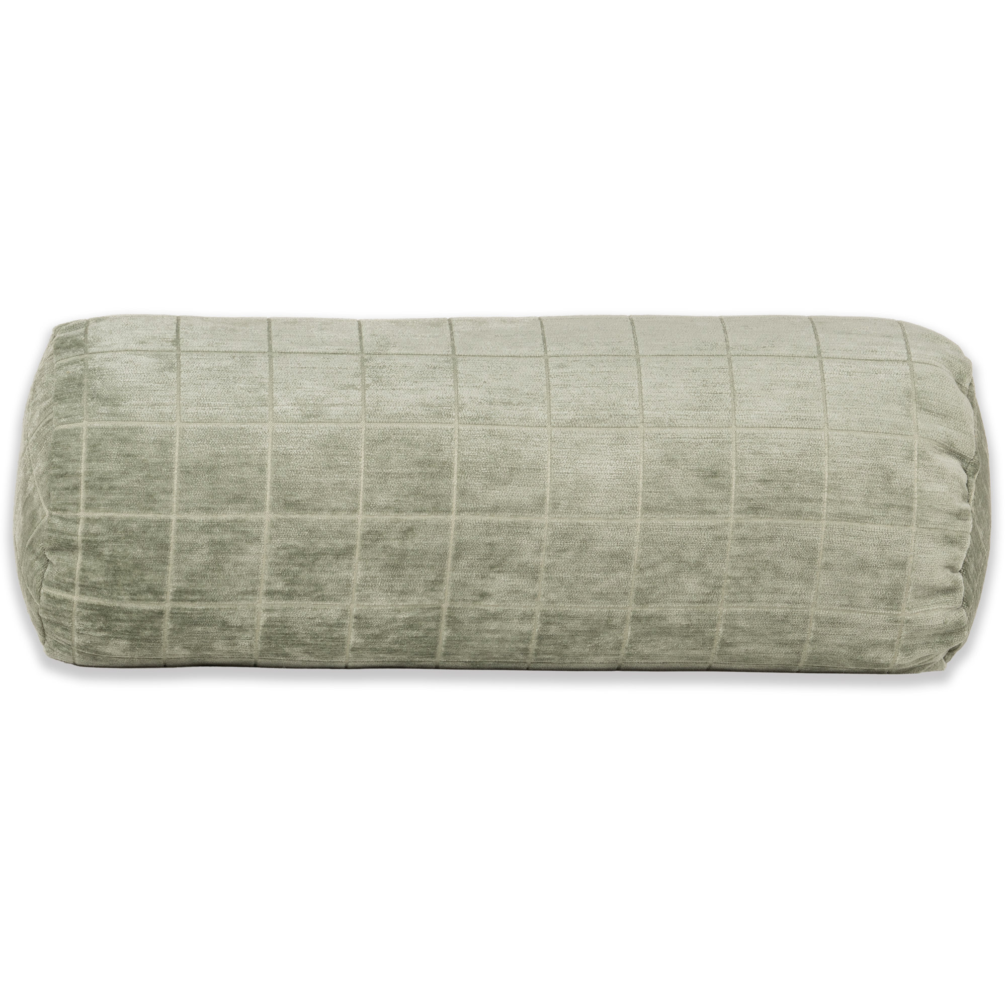 Otterville Velvet Grid Bolster Pillow, Green Geometric, Bolster 8"H x 39"W