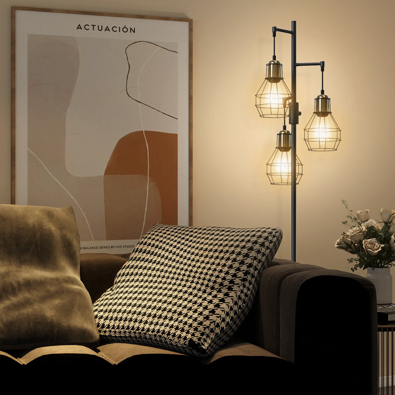 Andriel 175CM Polished Floor Lamp 3 Dimmable Lights, Standing Reading Light Lamp For Bedroom, Living Room