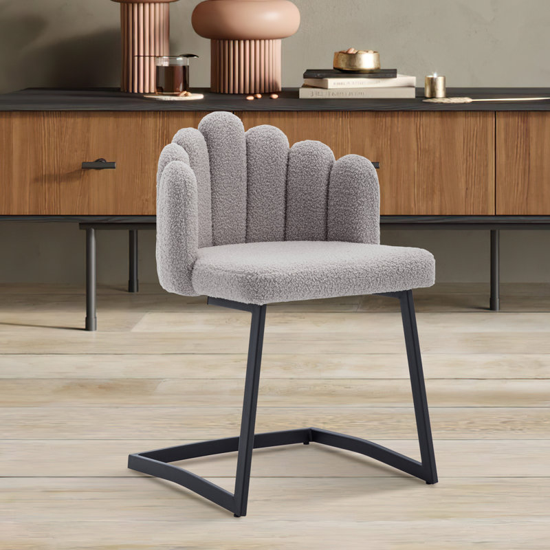 Carlecia 47cm H Upholstered Upholstered Back Side Chair in Beige, Grey, Black