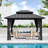 Double Roof Hardtop Metal Patio Gazebo with Curtains and Netting-110777381-110377480-110377479