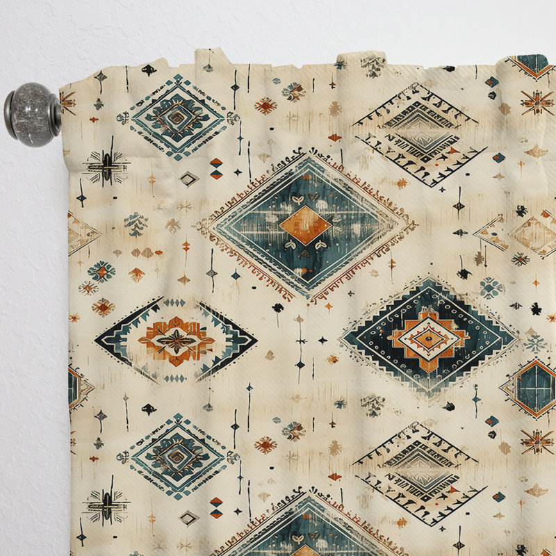 Rideau obscurcissant géométrique abstrait à motif géométrique nomade beige Ii Boho - 1 panneau, L 52 po x L 84 po