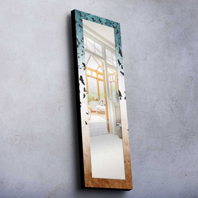 Elegant Decorative Mirror with 100% Pine Wood Frame, 15.7 x 47.2 inches | Real Glass Mirror (Thickness: 0.2 inches) | Stylish Fabric Painting | Ideal for Living Room, Bedroom & Entryway Decor