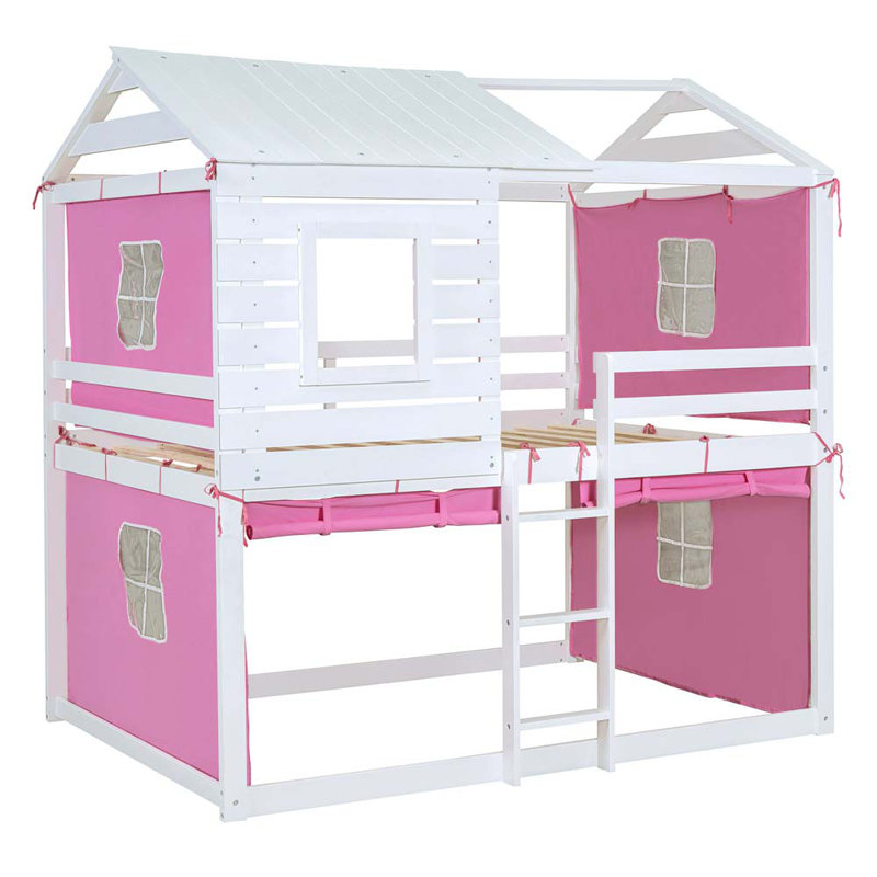 Lit superposé pour enfant Aasir, Double, Rose