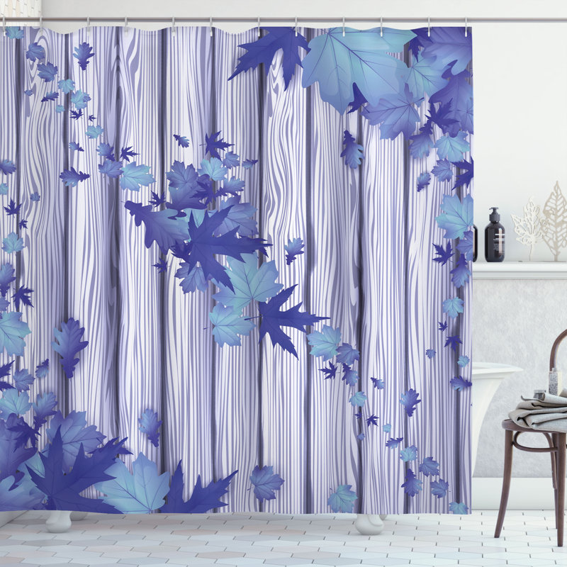 Autumn Shower Curtain Set + Hooks, 69"H x 84"W, Dark Violet