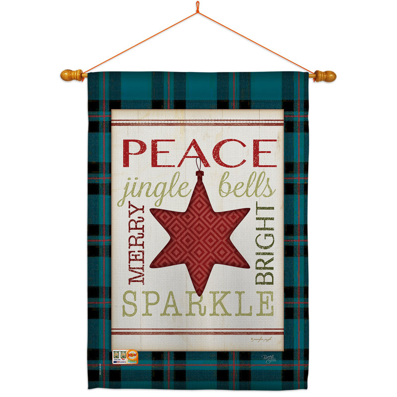 Joyeux avec étoiles en polyester 2 faces 40 x 28 po Ensemble de drapeaux