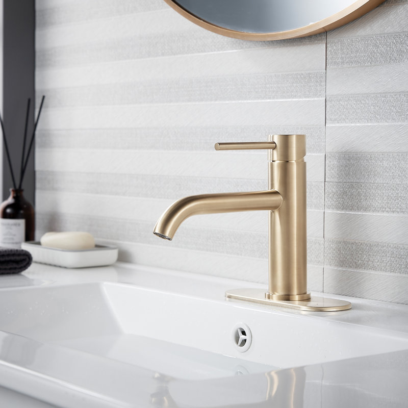 Bathroom Faucet Single Handle Basin Sink Luxury Bathroom Single Hole With Pop Up Sink Drain Assembly And Water Faucet Supply Lines Deck Plate